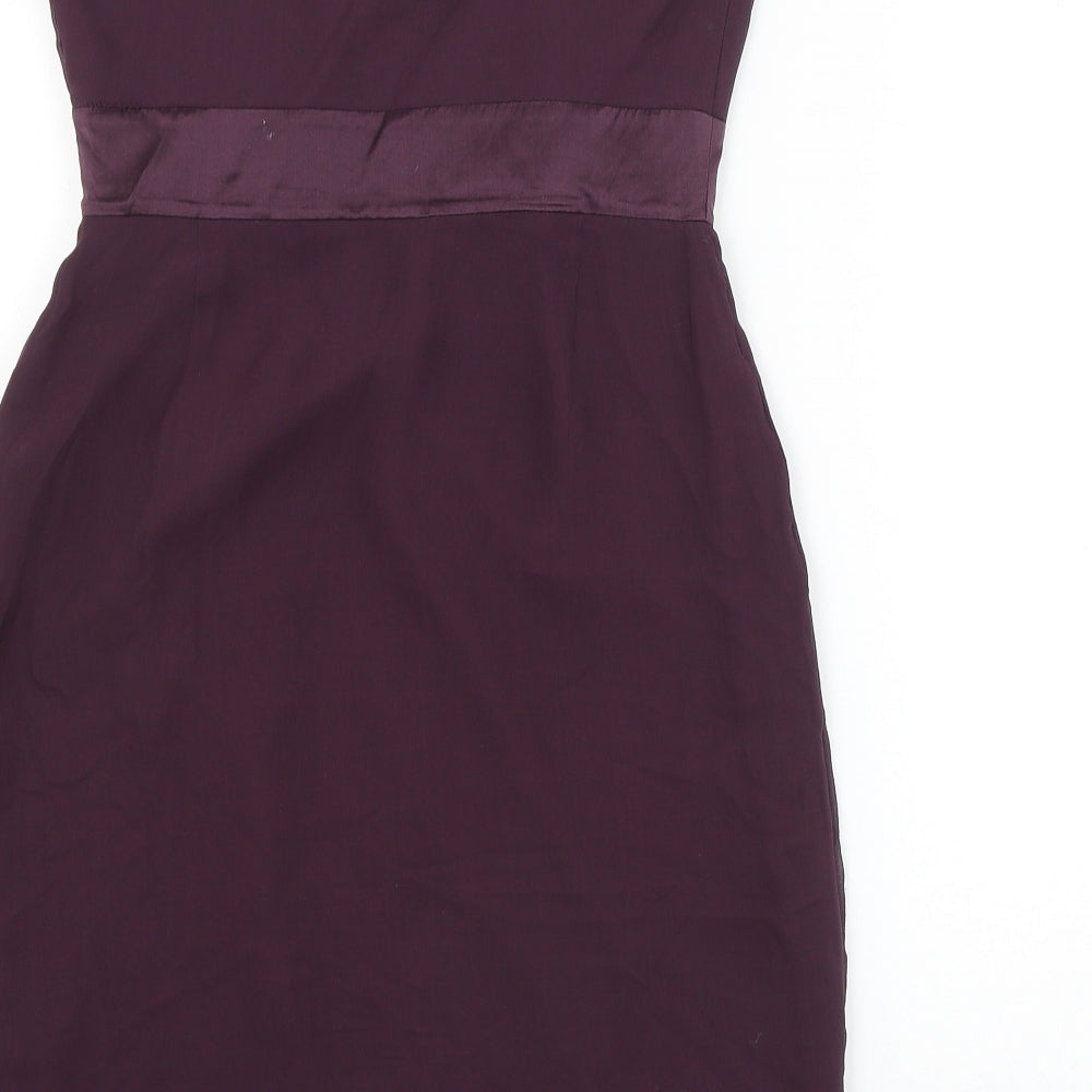 Coast Womens Purple Silk Mini Size 10 Off the Shoulder Zip