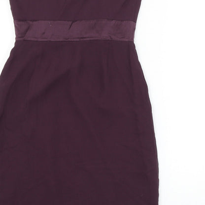 Coast Womens Purple Silk Mini Size 10 Off the Shoulder Zip