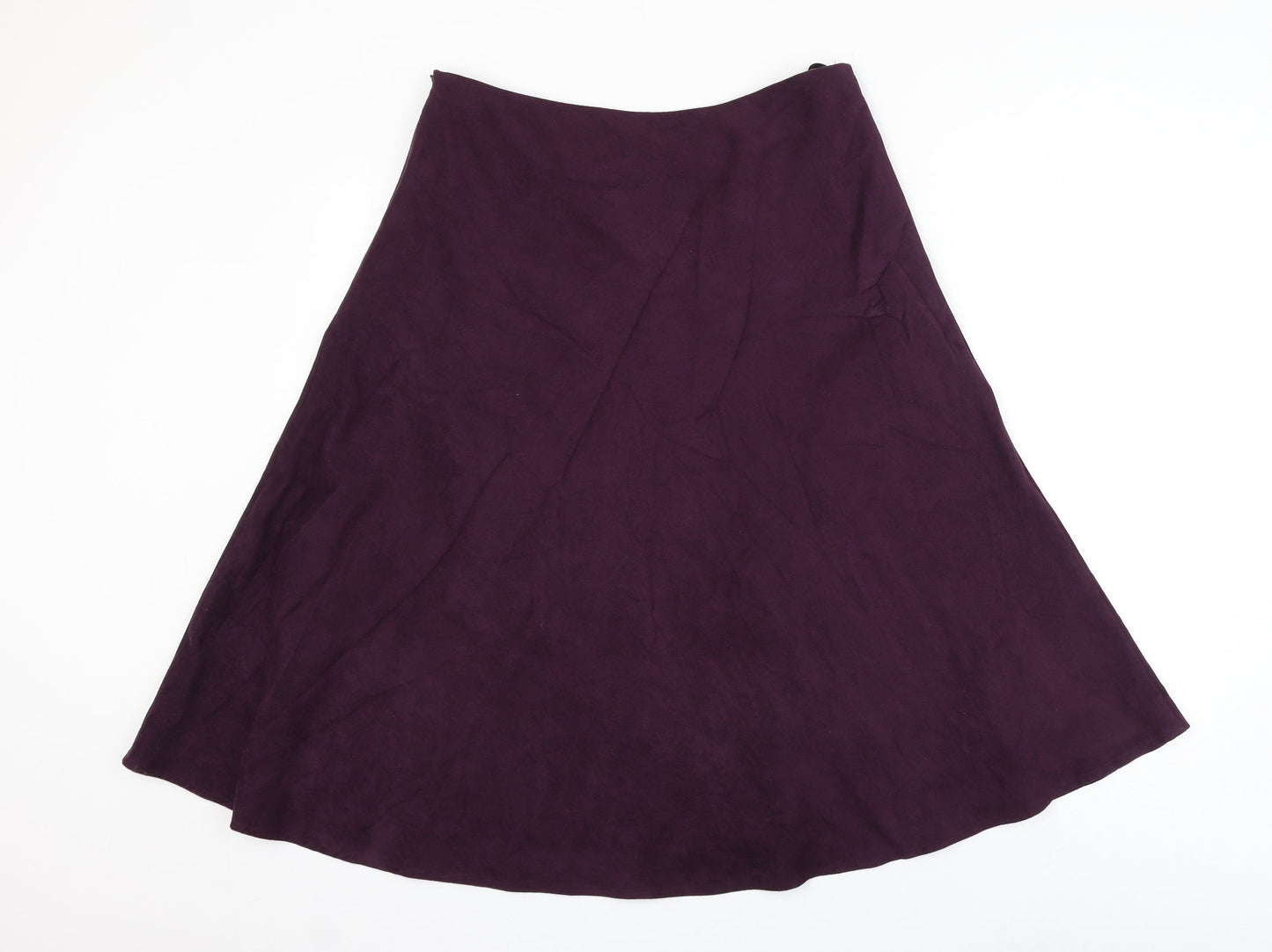 BHS Womens Purple Polyester A-Line Skirt Size 12 Zip
