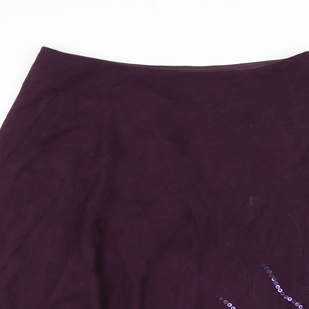 BHS Womens Purple Polyester A-Line Skirt Size 12 Zip