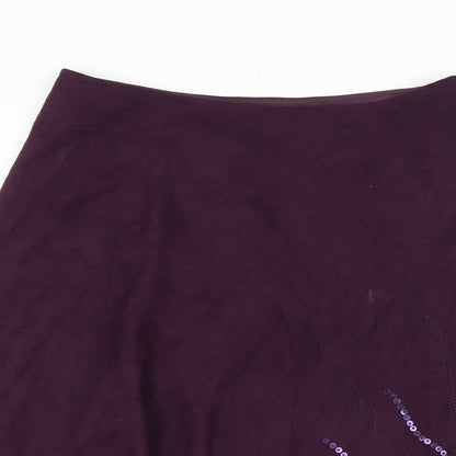 BHS Womens Purple Polyester A-Line Skirt Size 12 Zip