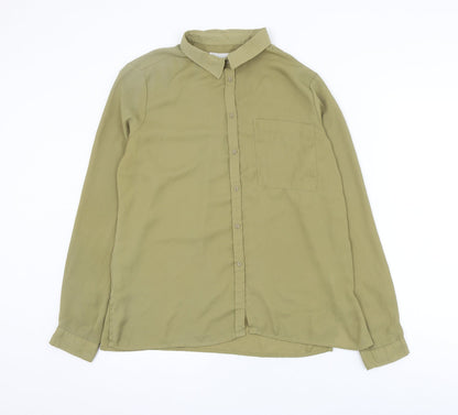 LFT Womens Green Polyester Basic Button-Up Size L Collared