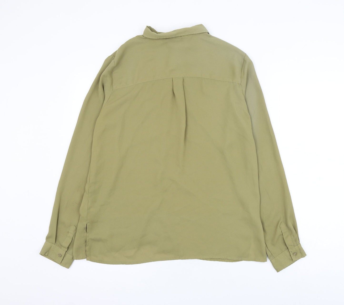 LFT Womens Green Polyester Basic Button-Up Size L Collared