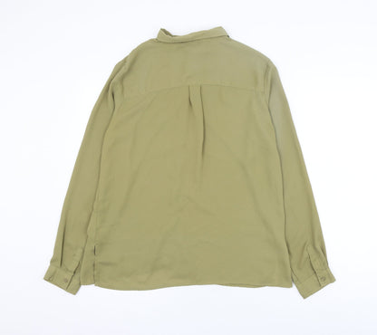 LFT Womens Green Polyester Basic Button-Up Size L Collared