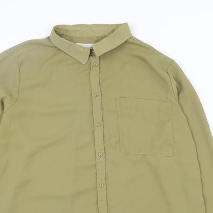 LFT Womens Green Polyester Basic Button-Up Size L Collared