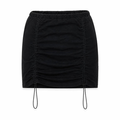 Podium Marbella Womens Black Polyester Mini Skirt Size S Drawstring