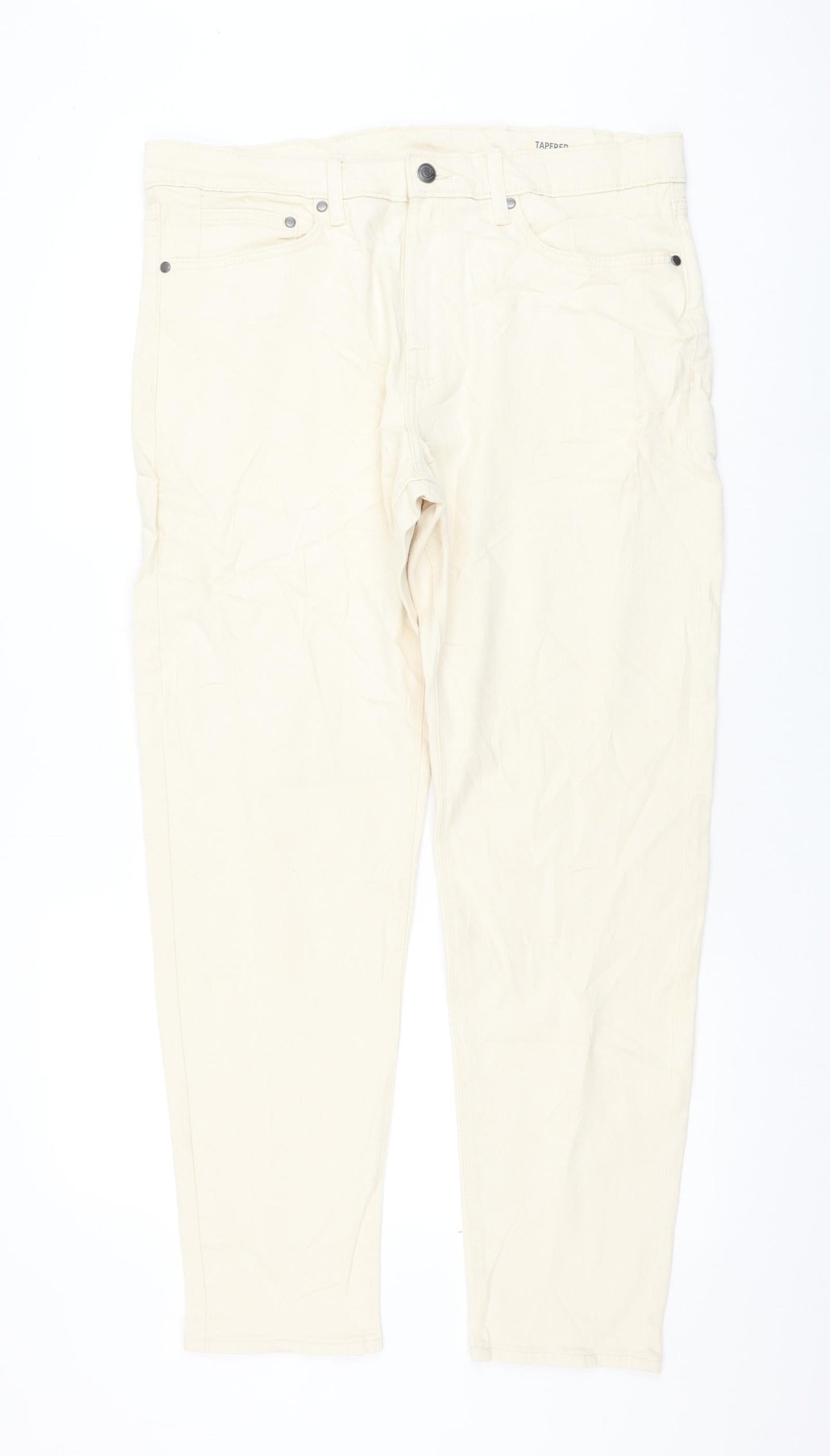 Womens UK Size 34 in Marks and Spencer Regular Fit Tapered Beige Jeans