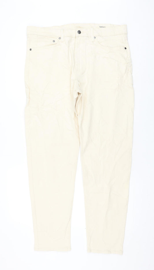 Womens UK Size 34 in Marks and Spencer Regular Fit Tapered Beige Jeans
