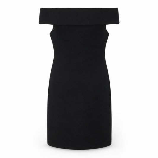 Pearl Womens Black Polyester Pencil Dress Size 10 Off the Shoulder Pullover
