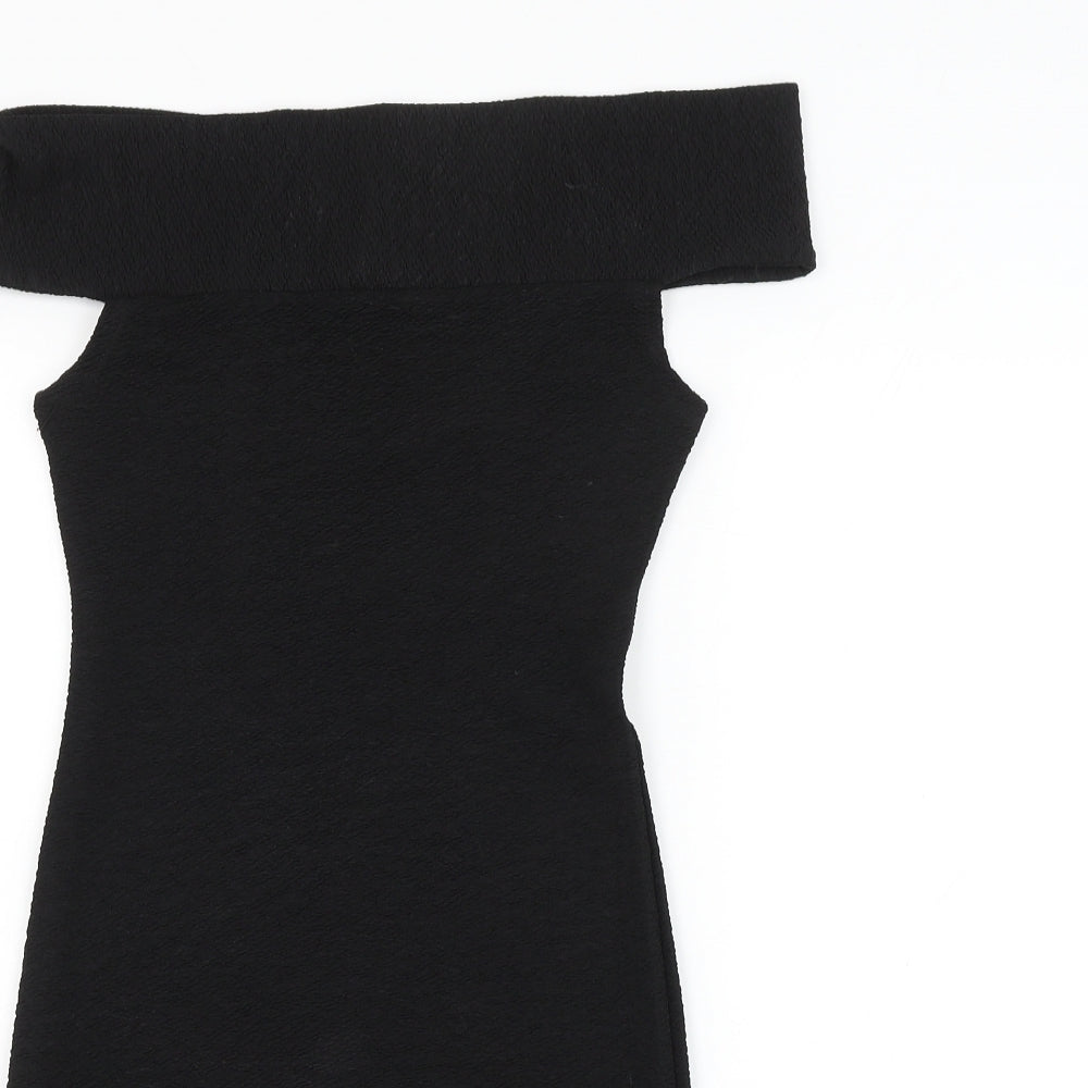 Pearl Womens Black Polyester Pencil Dress Size 10 Off the Shoulder Pullover