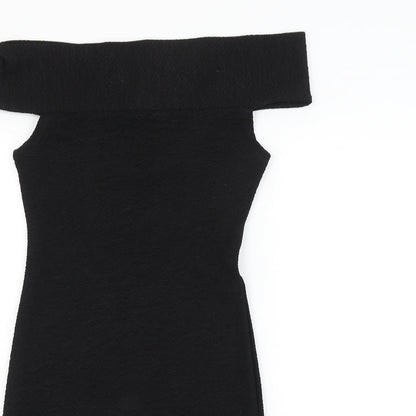 Pearl Womens Black Polyester Pencil Dress Size 10 Off the Shoulder Pullover
