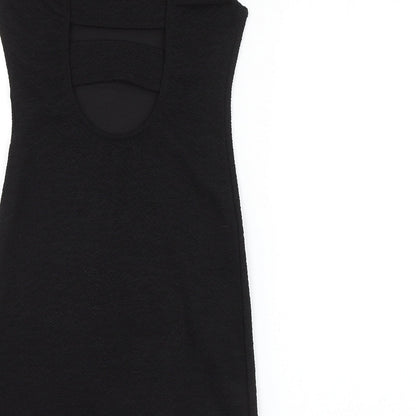 Pearl Womens Black Polyester Pencil Dress Size 10 Off the Shoulder Pullover