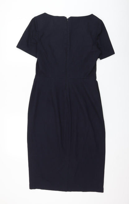NEXT Womens Blue Polyester Shift Size 10 Square Neck Zip
