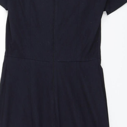 NEXT Womens Blue Polyester Shift Size 10 Square Neck Zip