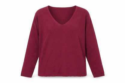 IPRETTY Womens Red V-Neck Polyester Pullover Jumper Size XL