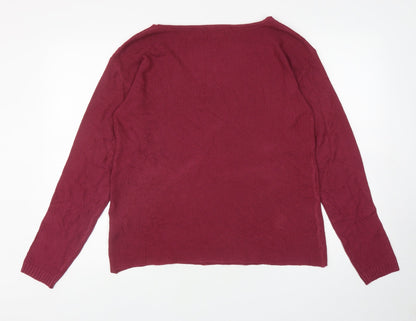 IPRETTY Womens Red V-Neck Polyester Pullover Jumper Size XL
