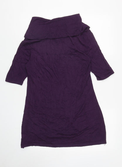 Kaliko Womens Purple Roll Neck Acrylic Tunic Jumper Size 14