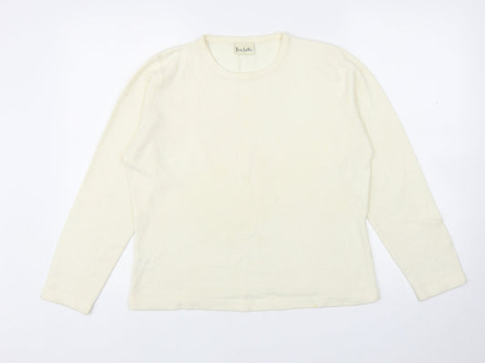 Isabelle Womens Ivory Round Neck Acrylic Pullover Jumper Size 12