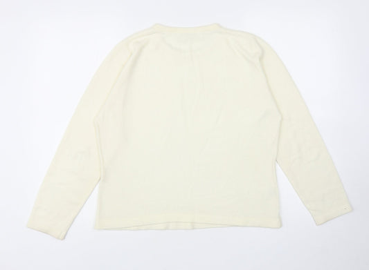 Isabelle Womens Ivory Round Neck Acrylic Pullover Jumper Size 12