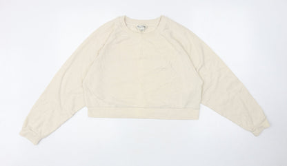 Miss Selfridge Womens Ivory Cotton Pullover Sweatshirt Size S Pullover - Cropped