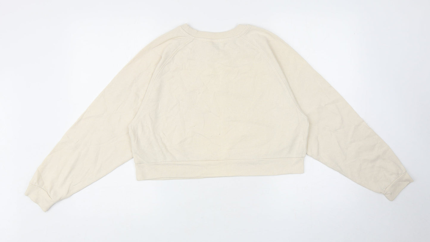 Miss Selfridge Womens Ivory Cotton Pullover Sweatshirt Size S Pullover - Cropped