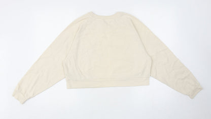 Miss Selfridge Womens Ivory Cotton Pullover Sweatshirt Size S Pullover - Cropped