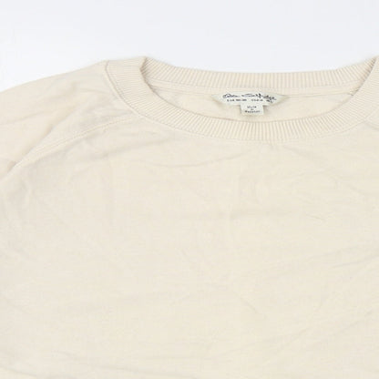 Miss Selfridge Womens Ivory Cotton Pullover Sweatshirt Size S Pullover - Cropped