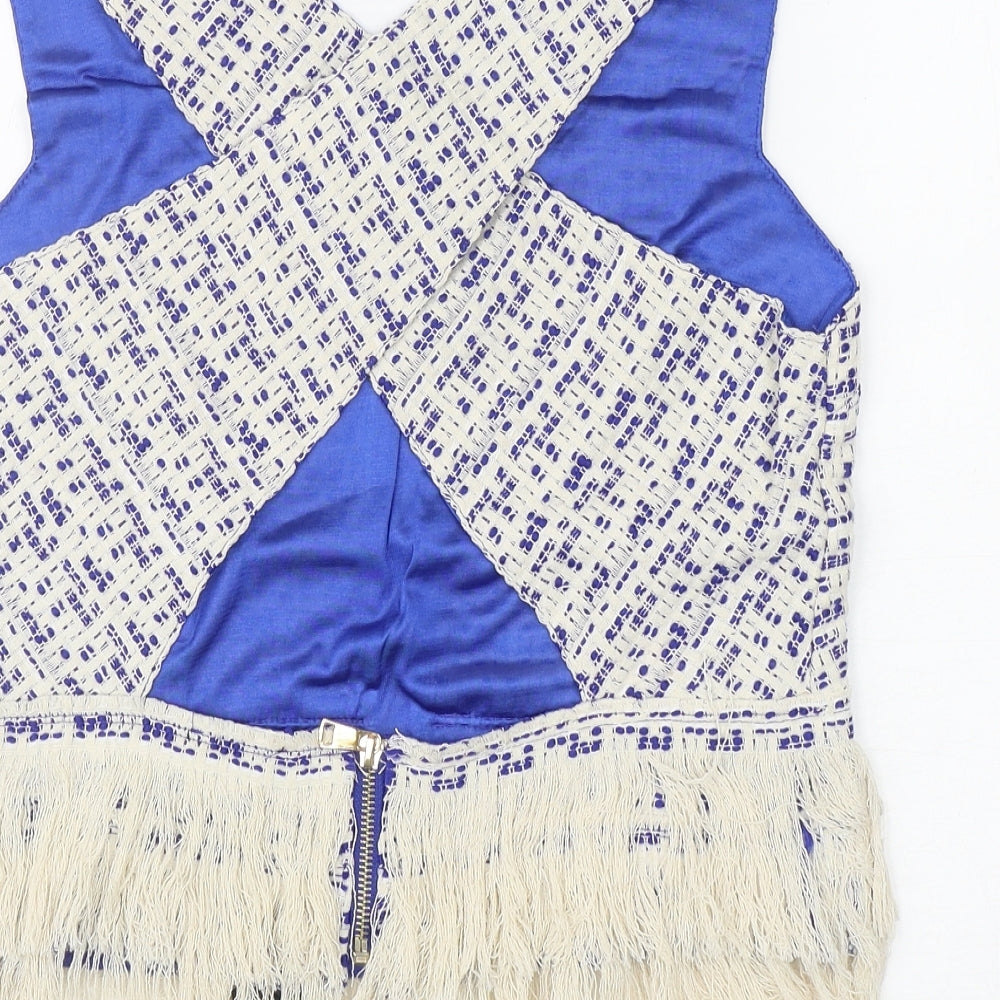 Womens UK Size L Drole De Copine Blue Cropped Tank