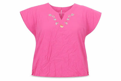 Womens UK Size 14 Daxon Pink Basic T-Shirt