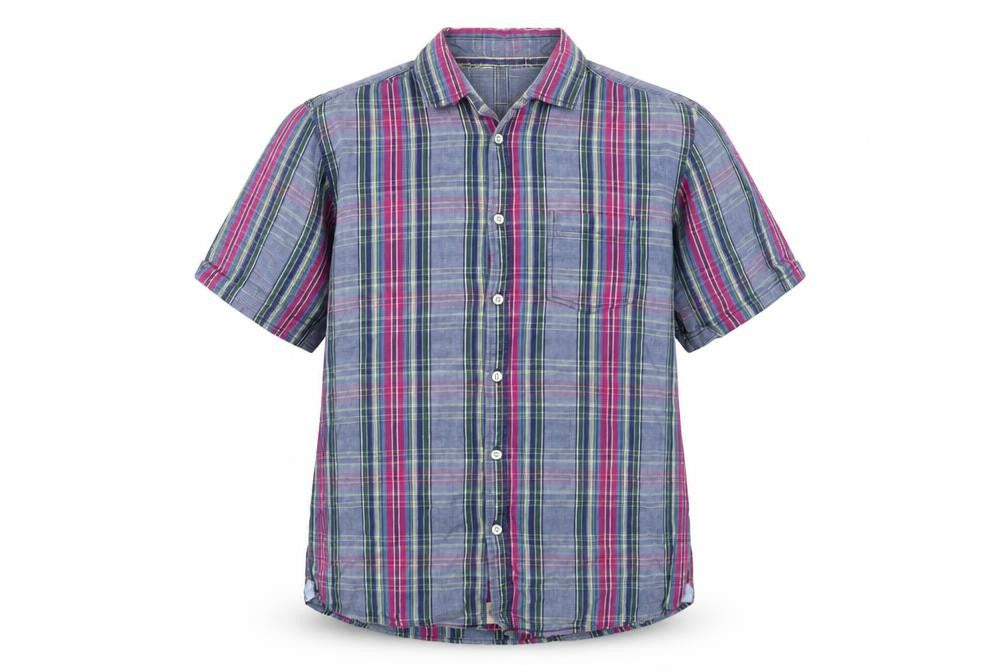 Mens UK Size M Boston Crew Blue  Button-Up Short Sleeve Casual Shirt
