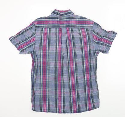 Mens UK Size M Boston Crew Blue  Button-Up Short Sleeve Casual Shirt