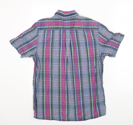 Mens UK Size M Boston Crew Blue  Button-Up Short Sleeve Casual Shirt