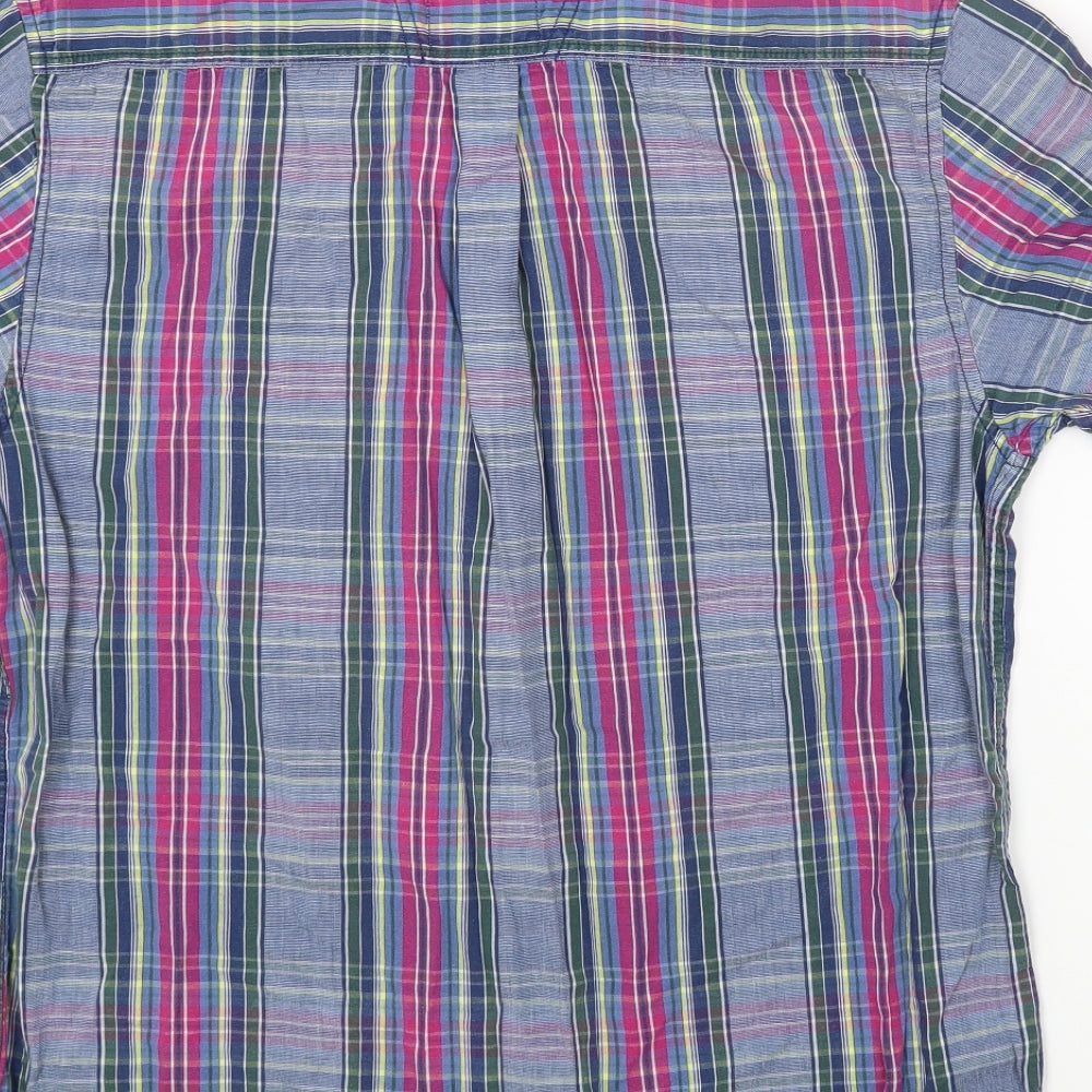 Mens UK Size M Boston Crew Blue  Button-Up Short Sleeve Casual Shirt