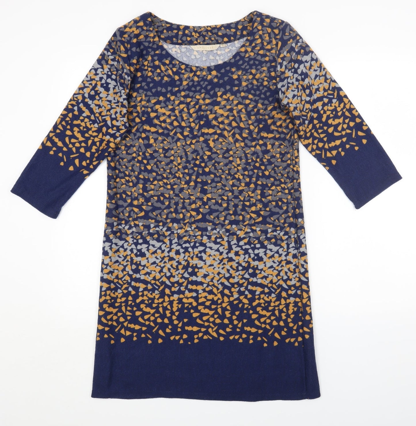 Epilogue Womens Blue Geometric Polyester A-Line Size 12 Round Neck Pullover