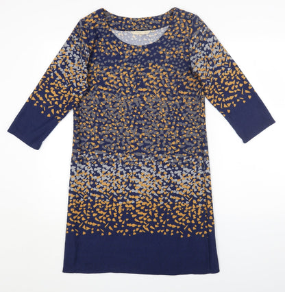 Epilogue Womens Blue Geometric Polyester A-Line Size 12 Round Neck Pullover