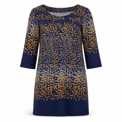 Epilogue Womens Blue Geometric Polyester A-Line Size 12 Round Neck Pullover