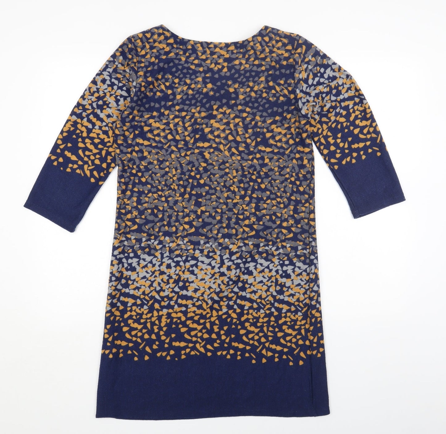 Epilogue Womens Blue Geometric Polyester A-Line Size 12 Round Neck Pullover