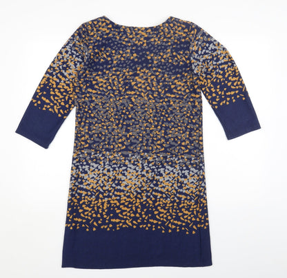 Epilogue Womens Blue Geometric Polyester A-Line Size 12 Round Neck Pullover