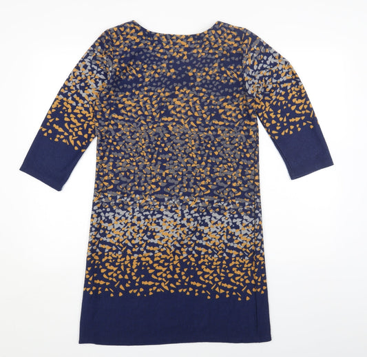 Epilogue Womens Blue Geometric Polyester A-Line Size 12 Round Neck Pullover