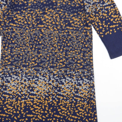 Epilogue Womens Blue Geometric Polyester A-Line Size 12 Round Neck Pullover