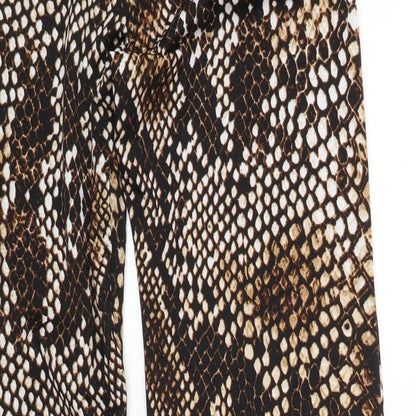 New Frontier Womens Brown Animal Print Cotton Trousers Size M L30 in Regular Drawstring - Snake Print