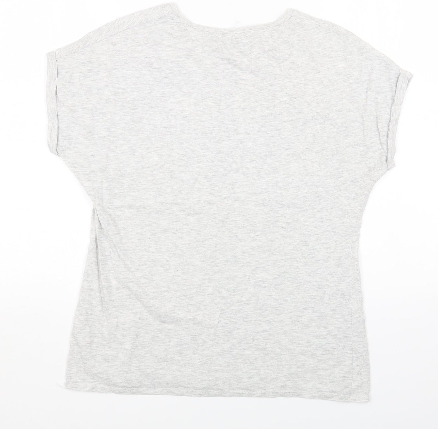 Papaya Womens Grey Cotton Basic T-Shirt Size S Round Neck - Do What Makes You Smile