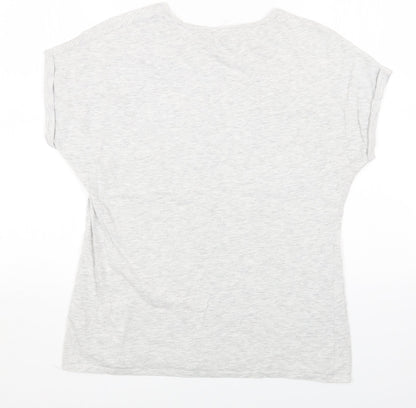 Papaya Womens Grey Cotton Basic T-Shirt Size S Round Neck - Do What Makes You Smile