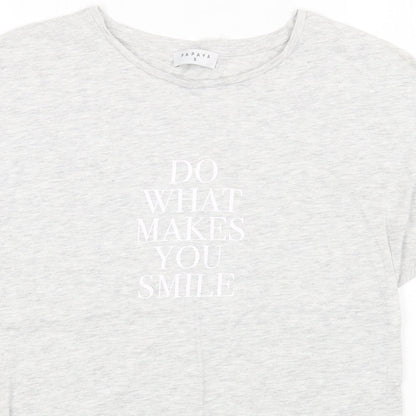 Papaya Womens Grey Cotton Basic T-Shirt Size S Round Neck - Do What Makes You Smile