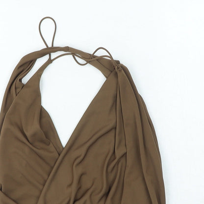 Womens UK Size S Zara Brown Basic Blouse