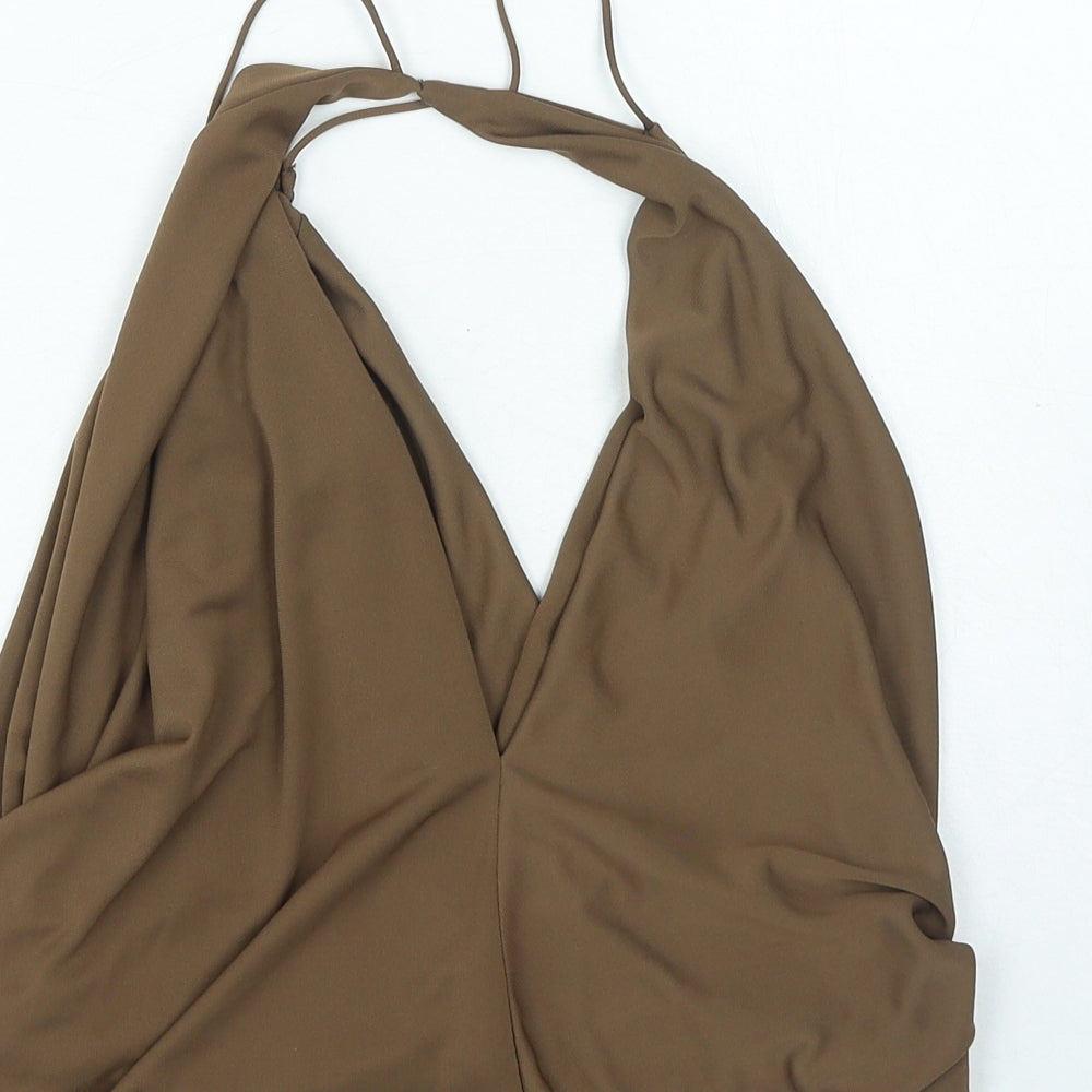 Womens UK Size S Zara Brown Basic Blouse