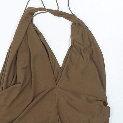 Womens UK Size S Zara Brown Basic Blouse