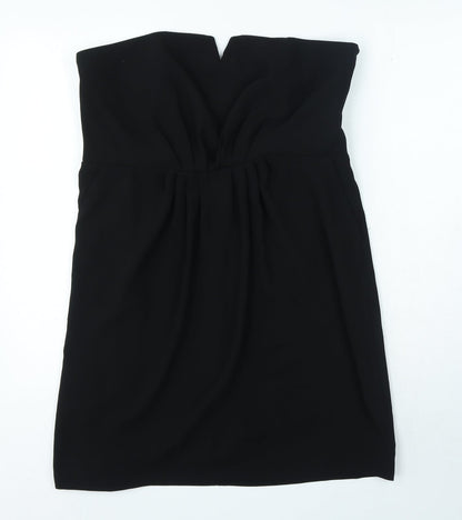 Oasis Womens Black Polyester Mini Size 16 Off the Shoulder Zip