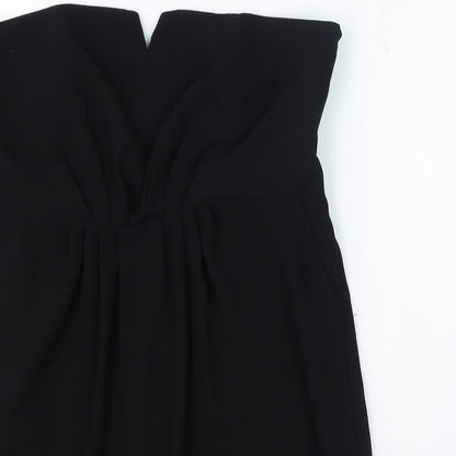 Oasis Womens Black Polyester Mini Size 16 Off the Shoulder Zip