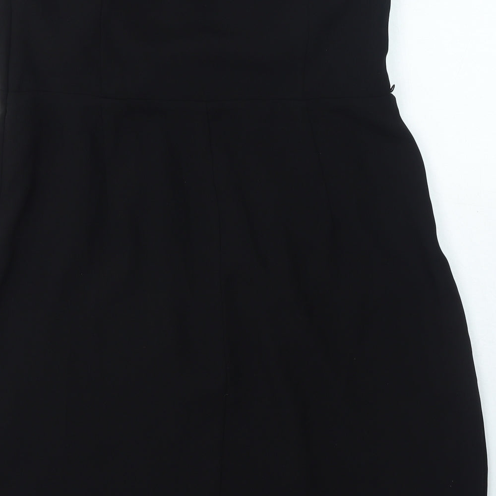 Oasis Womens Black Polyester Mini Size 16 Off the Shoulder Zip